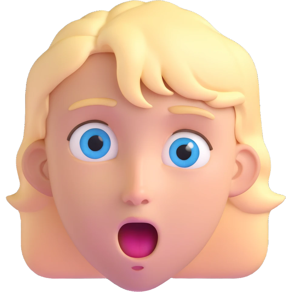 blond David with blue eyes and a surprised expression emoji