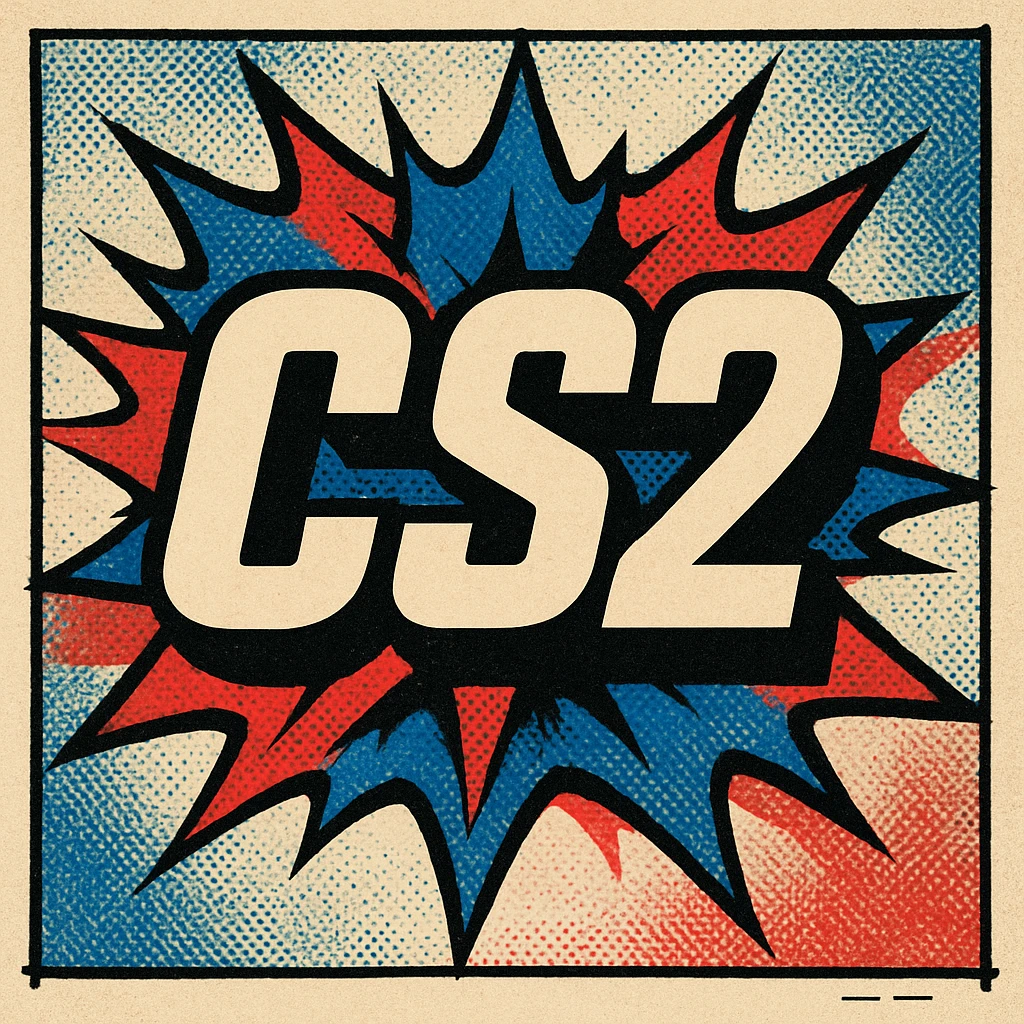 CS2 logo inspired by classic esports logos, dynamic shapes and energetic color scheme, with the 'CS2' text as the main focus emoji
