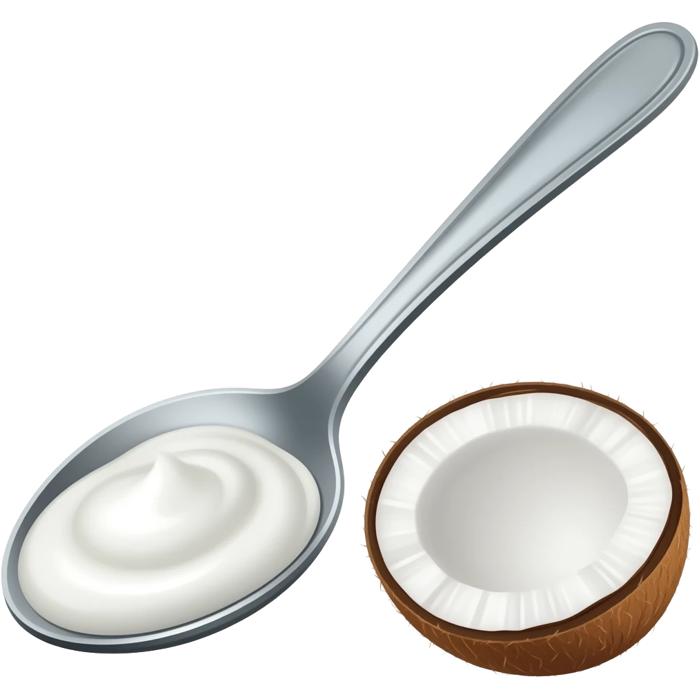 una cuchara con aceite de coco en emoji