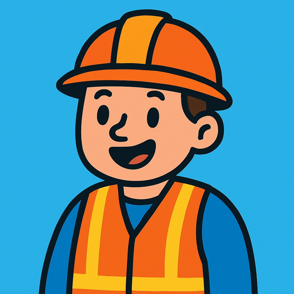 orange safety vest, cartoon style, bold lines emoji