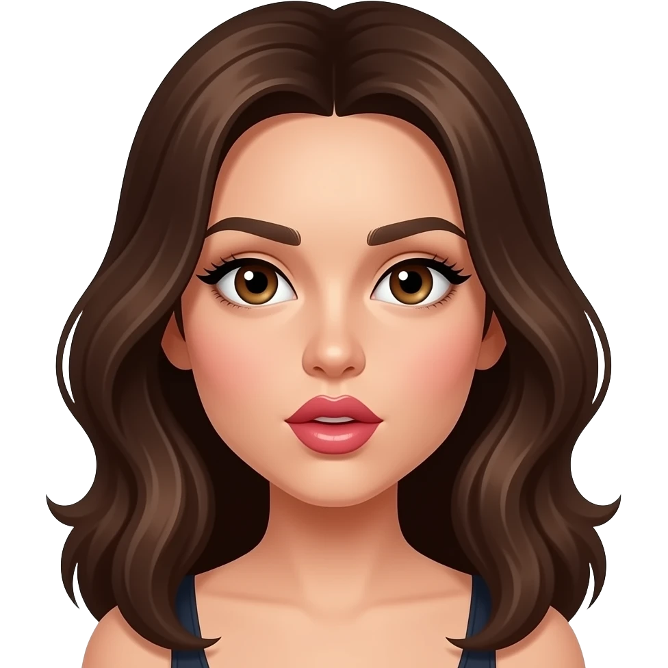 Brunette girl with seductive lips making an oh face emoji