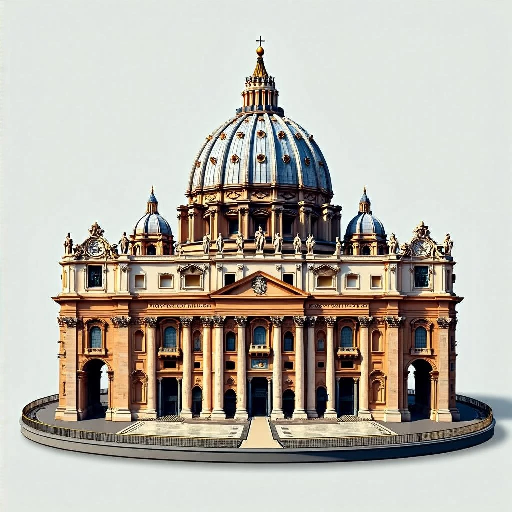 Basilica Sancti Petri in Vaticano in Bobblehead textures and style, transparent background emoji