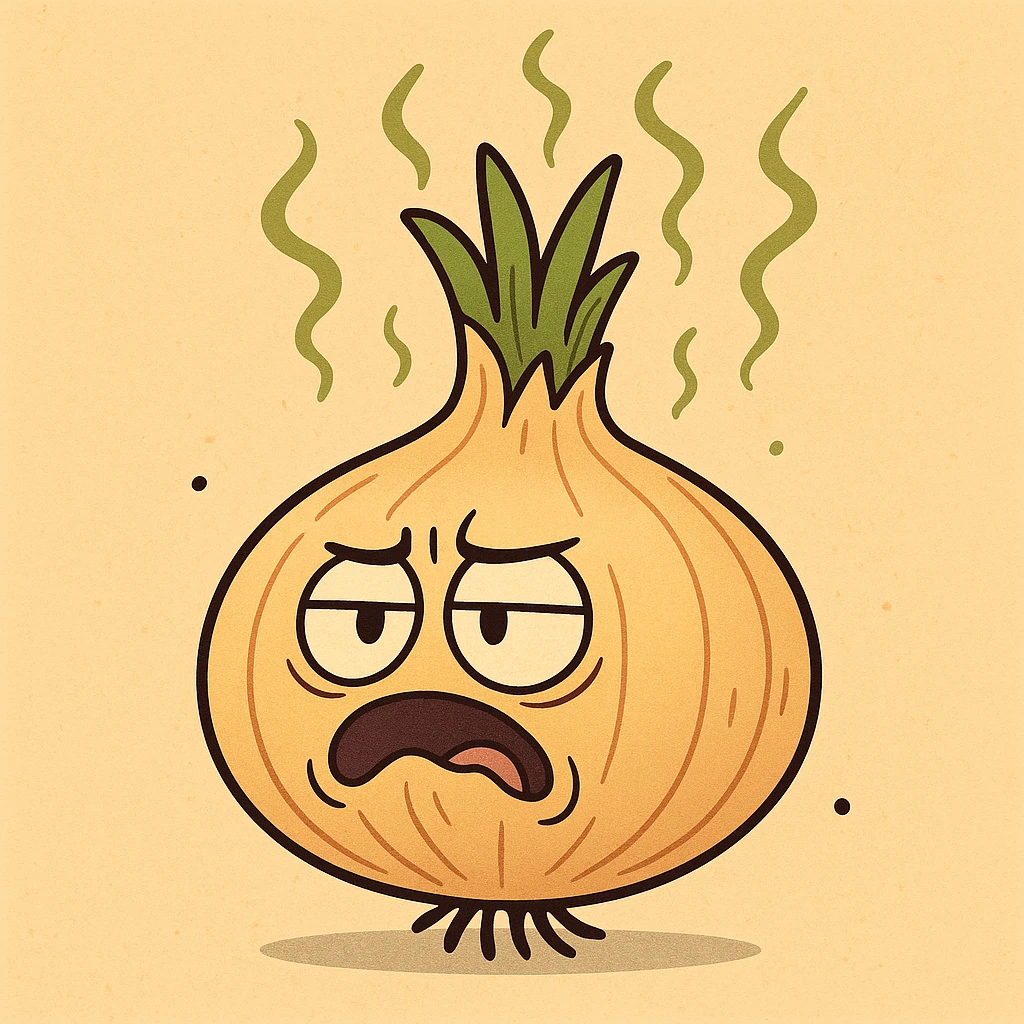 onion with green stink lines, whimsical style emoji