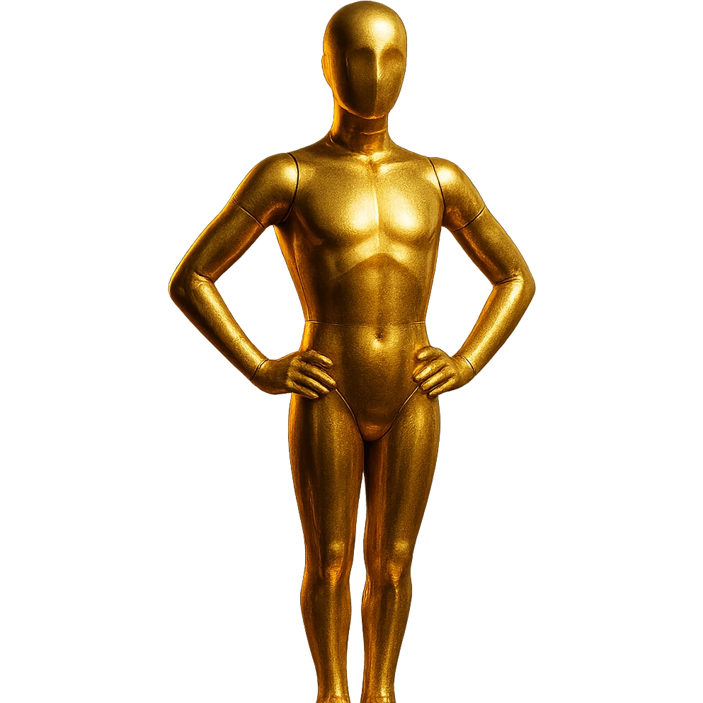 golden trophy, cinematic mannequin style emoji