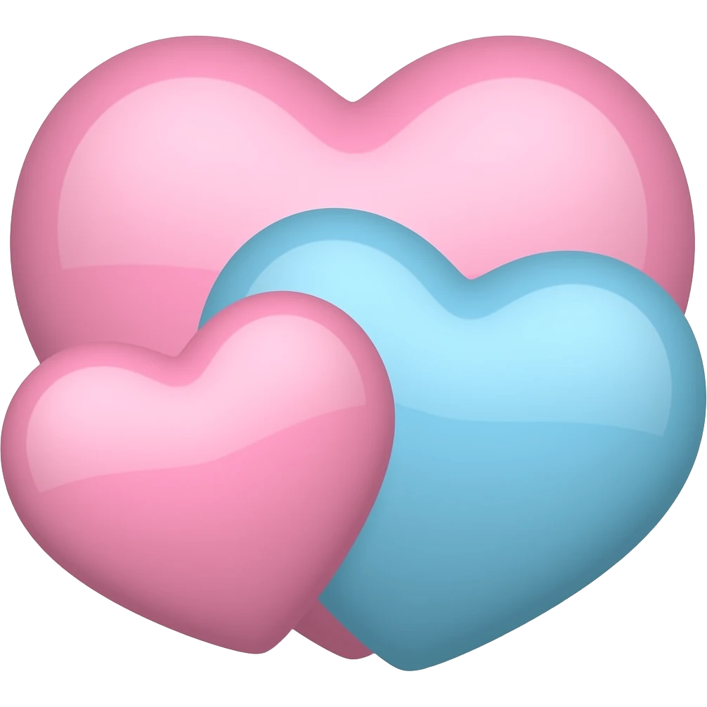 연핑크,연하늘 하트 곂쳐진거 emoji