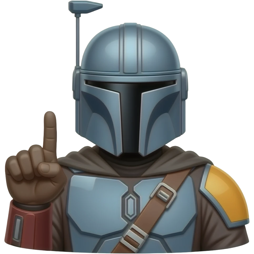 mandalorian     Use classic mandalorian from last images, Reverse the palm in this image so the thumb is on the other side. emoji
