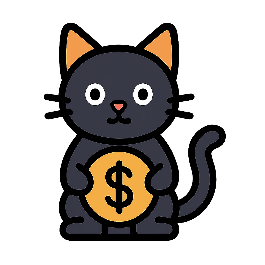black cat waiting for salary emoji