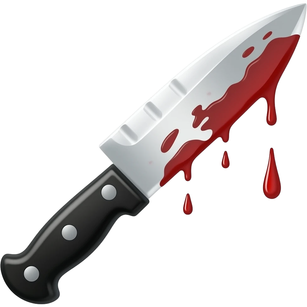 emoji very sharp knife with blood dripping off it and a black handle single emoji