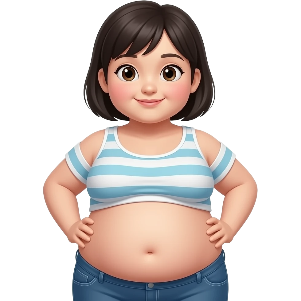 Really fat Chinese girl with rolls on the belly emoji