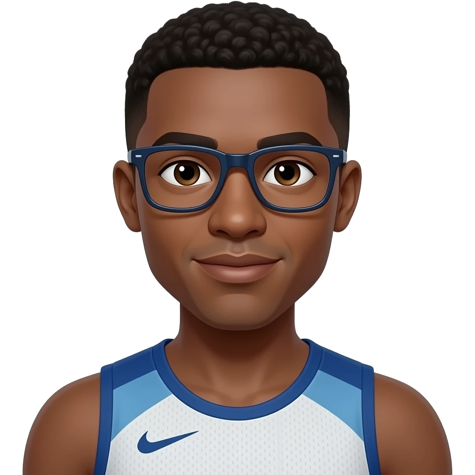 dark skin athlete with glasses emoji