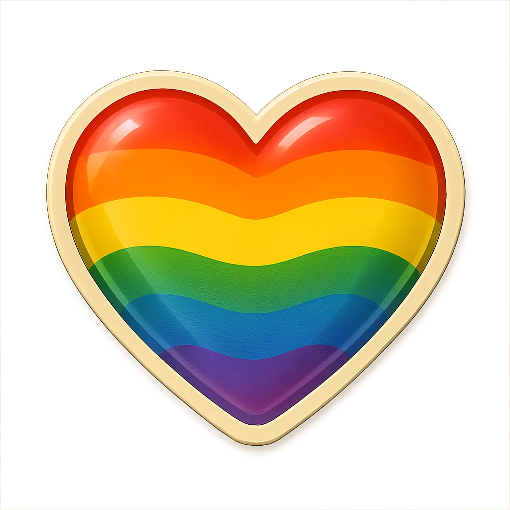 rainbow pride heart, glossy look, no text emoji