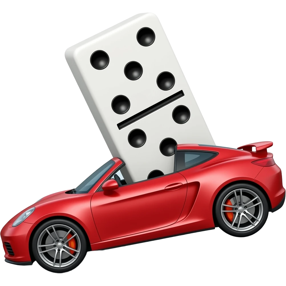A domino falling on a car emoji