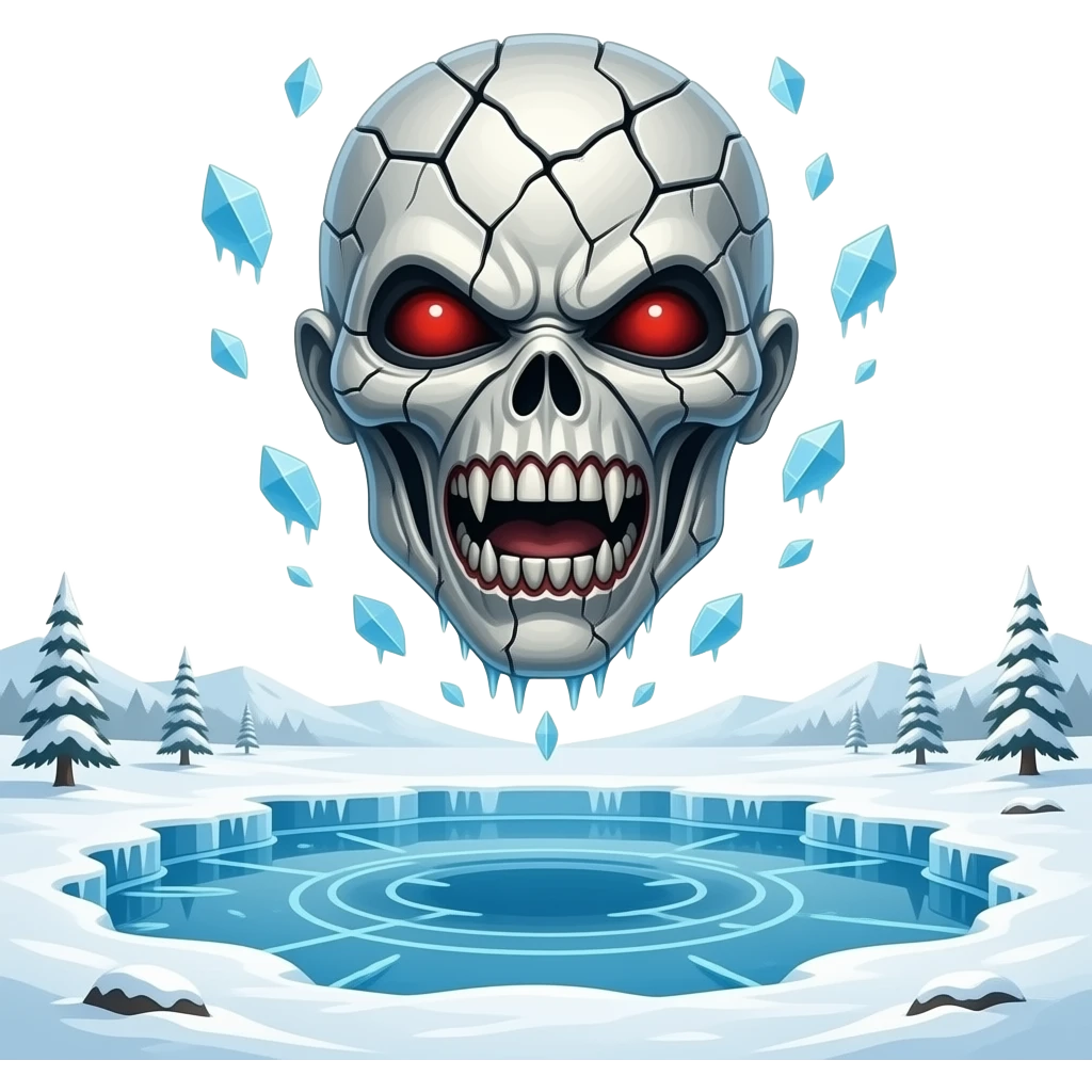 iron maiden eddie mascot - disintegrated body hovers over frozen landscape - a Gustave Doré piece, depicting traitors frozen in a lake of ice in the ninth circle of Dante's Inferno emoji