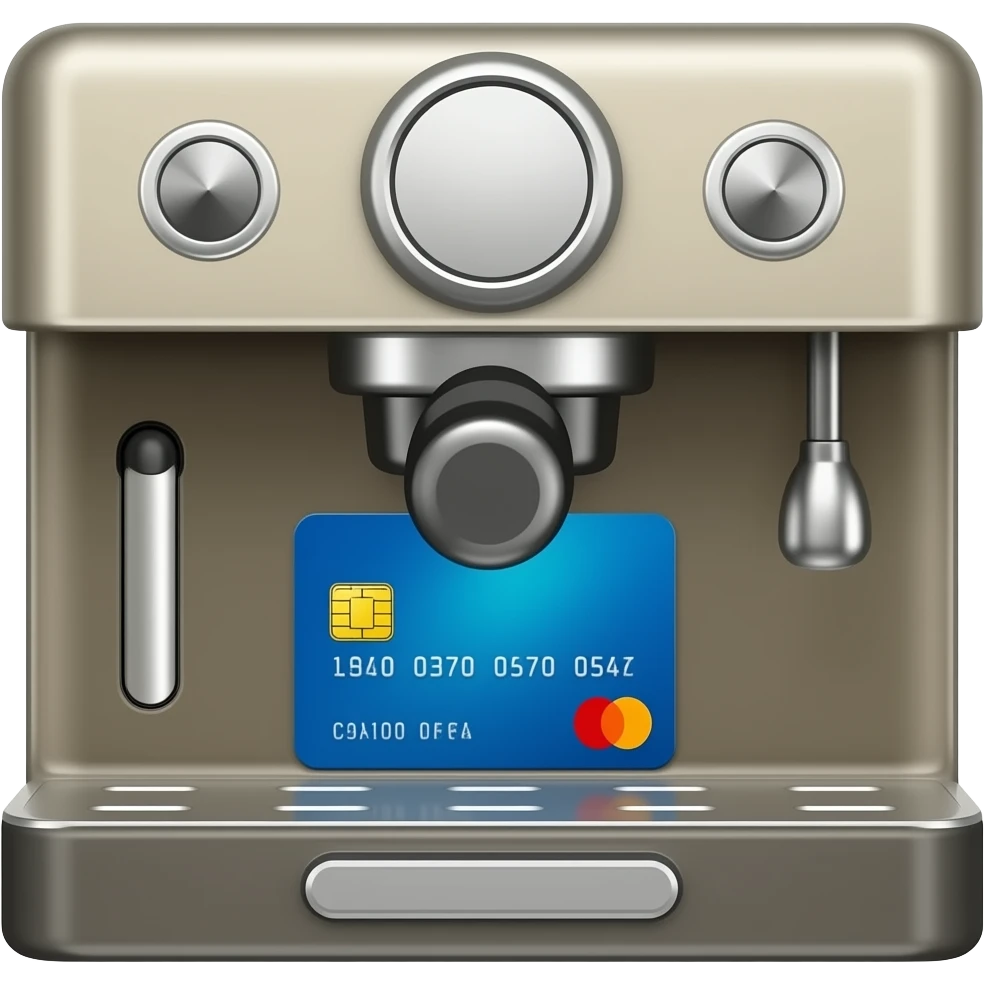 coffee machine with card emoji