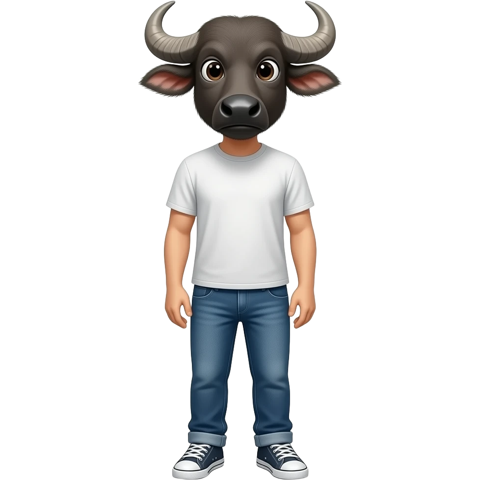 25 year old carabao stand  straight wear tshirt and jeans sneakers emoji