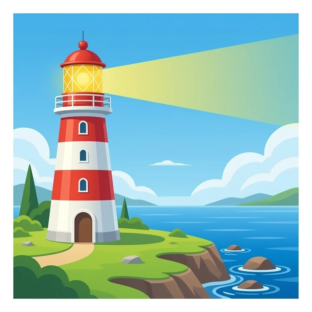 Lighthouse flash to right no background emoji