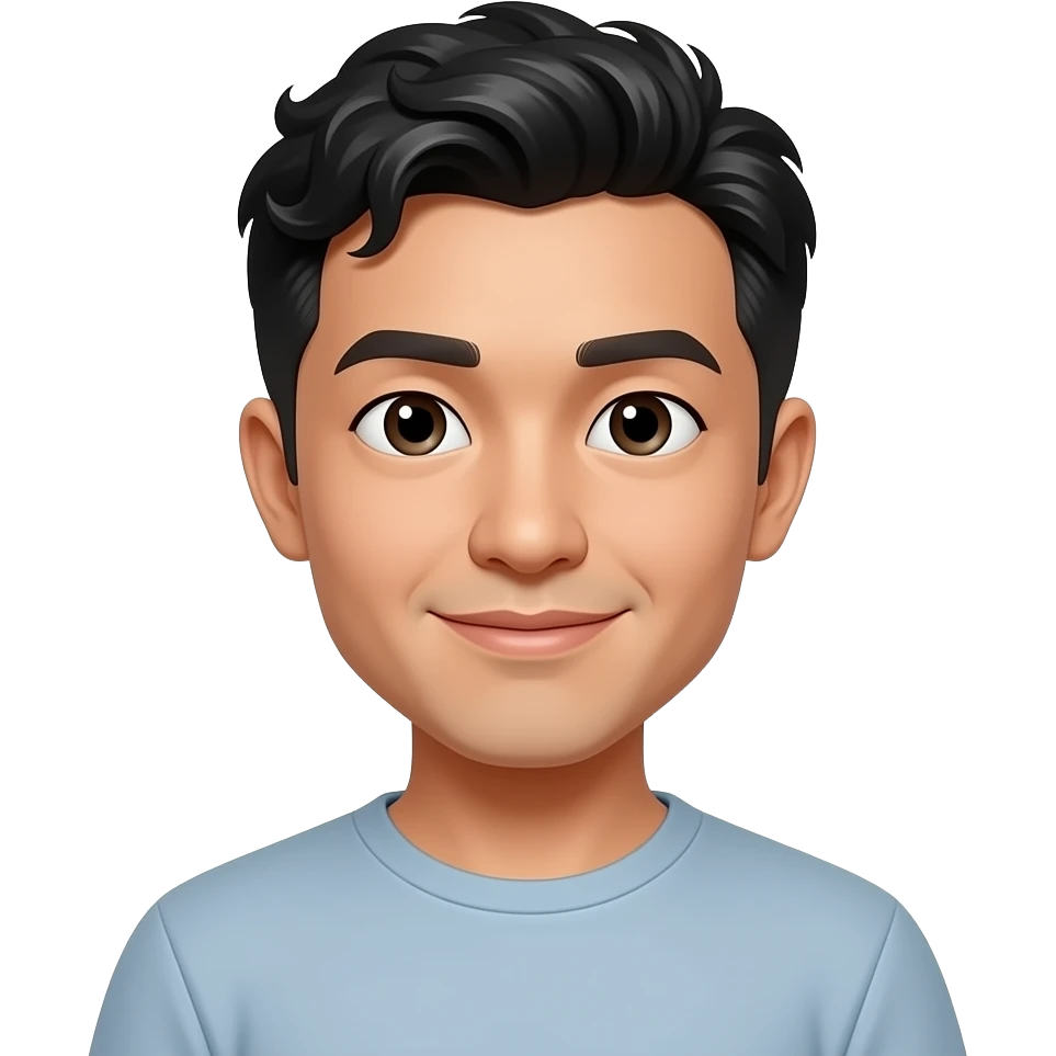 asian husband little bit darker than asian and has curlish short hair emoji