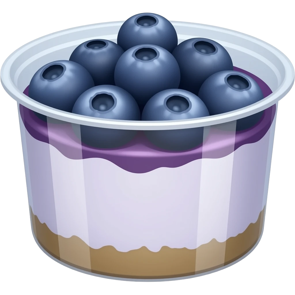 blueberry cheese cake in a plastic transparent cup emoji