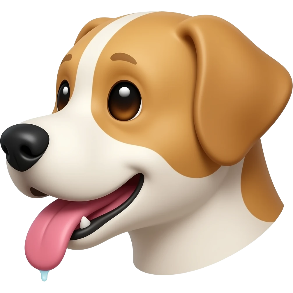 A Dogs face  drooling with tongue out turned on emoji