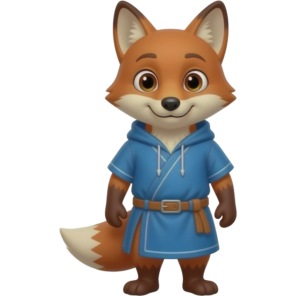 brownish red fox with a blue tuni emoji