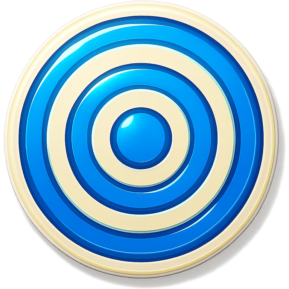 Edit the bullseye target emoji to have blue and white colors, maintaining the same appearance, with no background. emoji