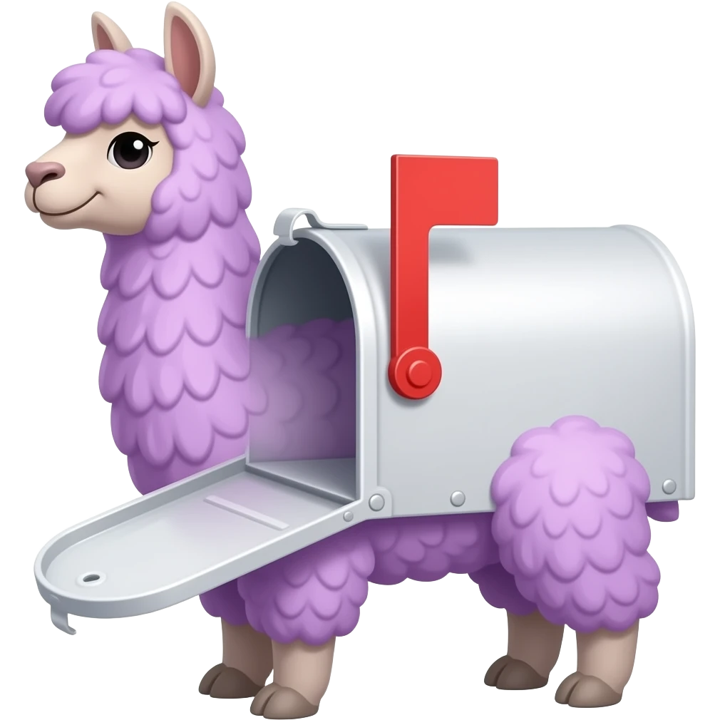 Purple llama in a mailbox emoji