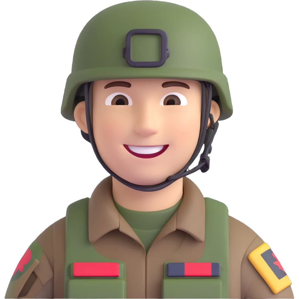 soldier with camouflage helmet smiling emoji