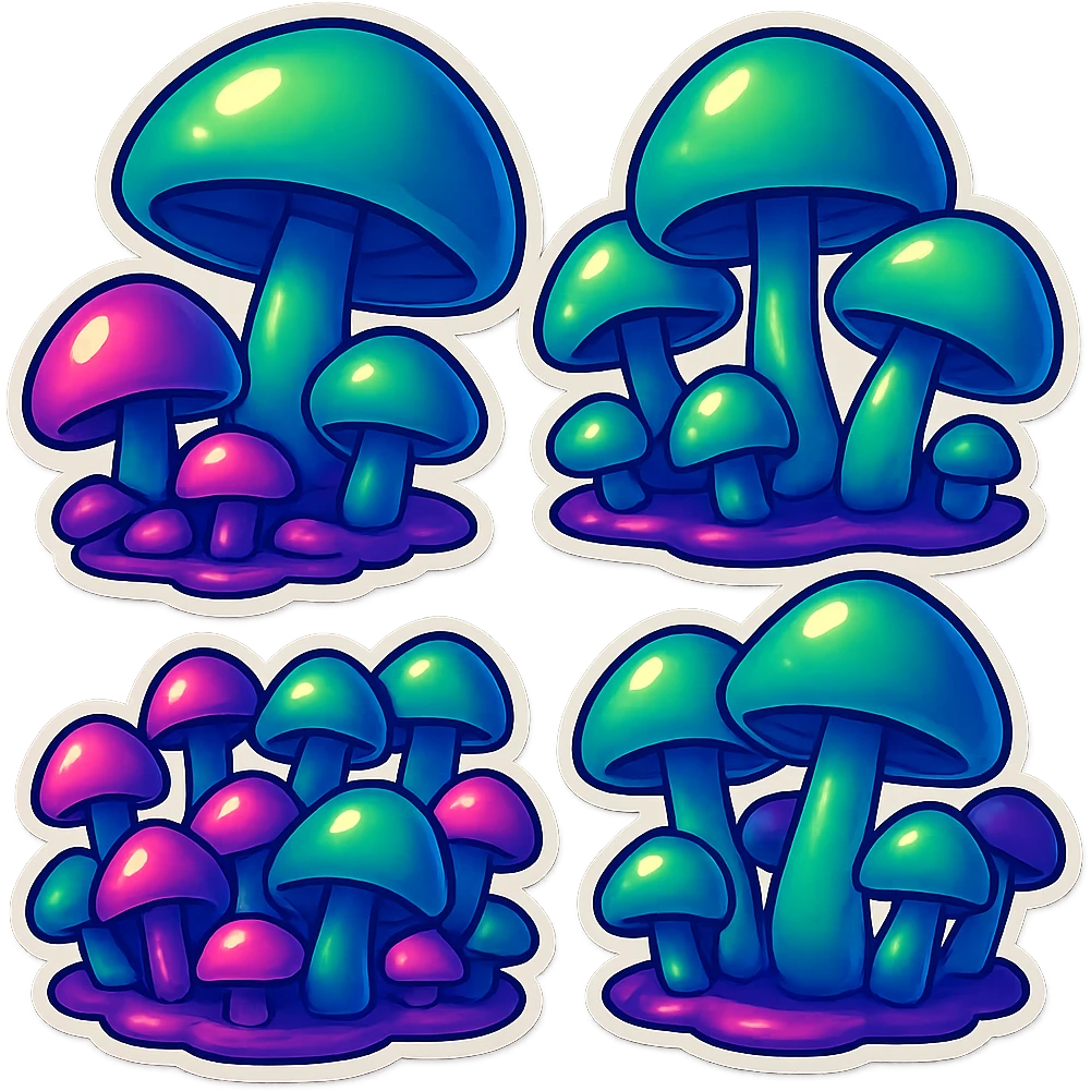 alien mushrooms. make a bunch of mushroom patches like the attached emoji