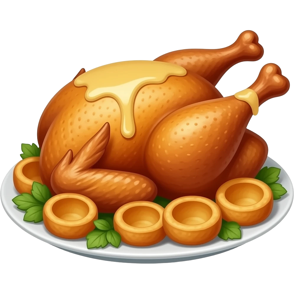 realistic -- roast chicken, yorkshire pudding, gravy on top emoji