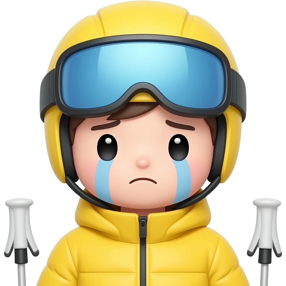 Cute kawaii sad emoji Yellow ski emoji