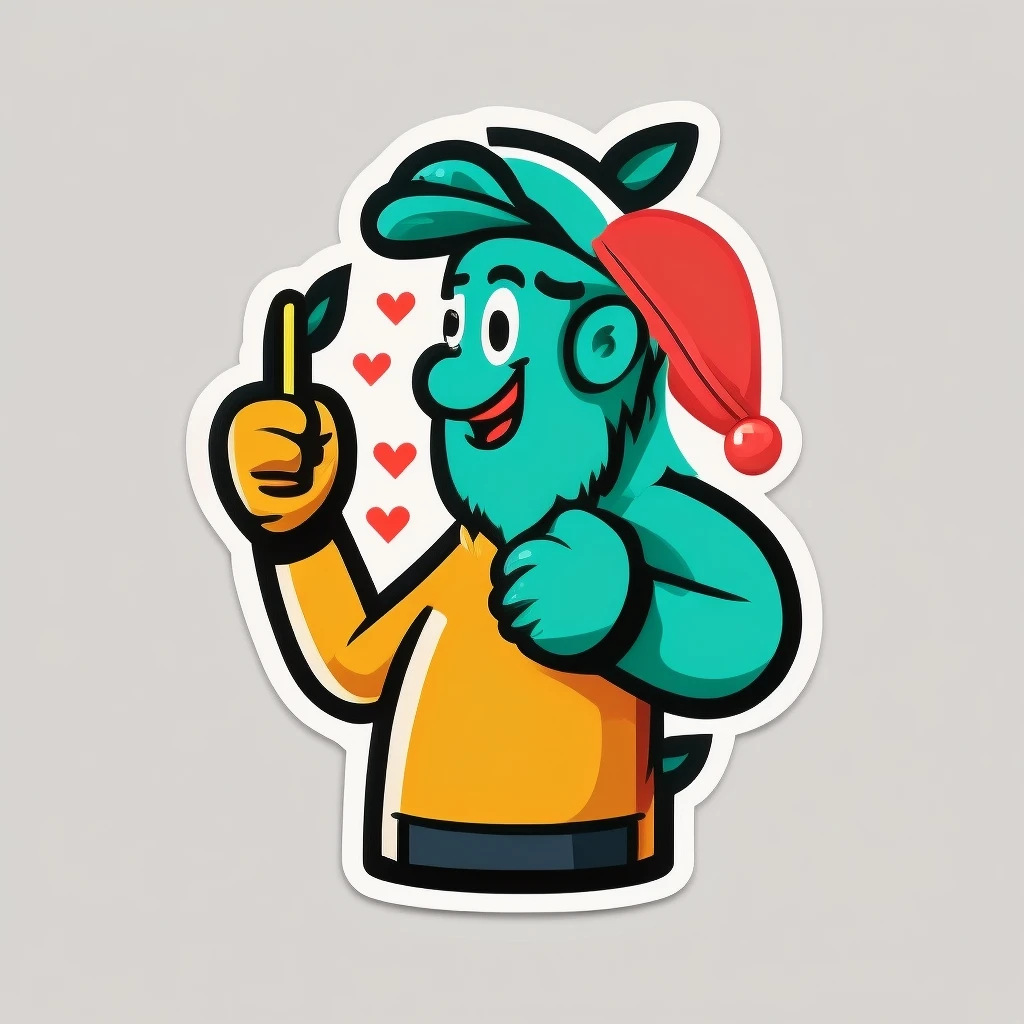 sticker with a greeting pose, transparent background emoji