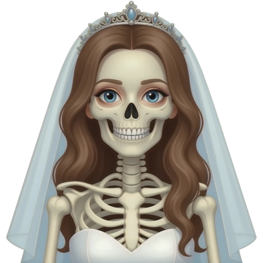 Beautiful youthful merriment merciful tranquil iridescent beautiful feminine skeleton bride emoji