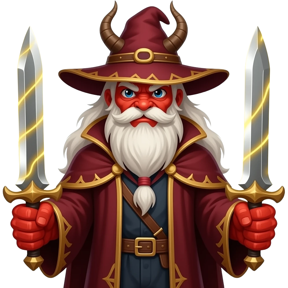 Red dragon sorcerer with daggers emoji