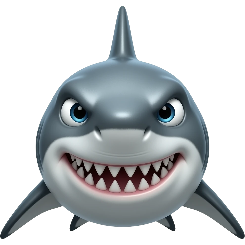 Tubarao agressivo,de frente ,n tao animado emoji