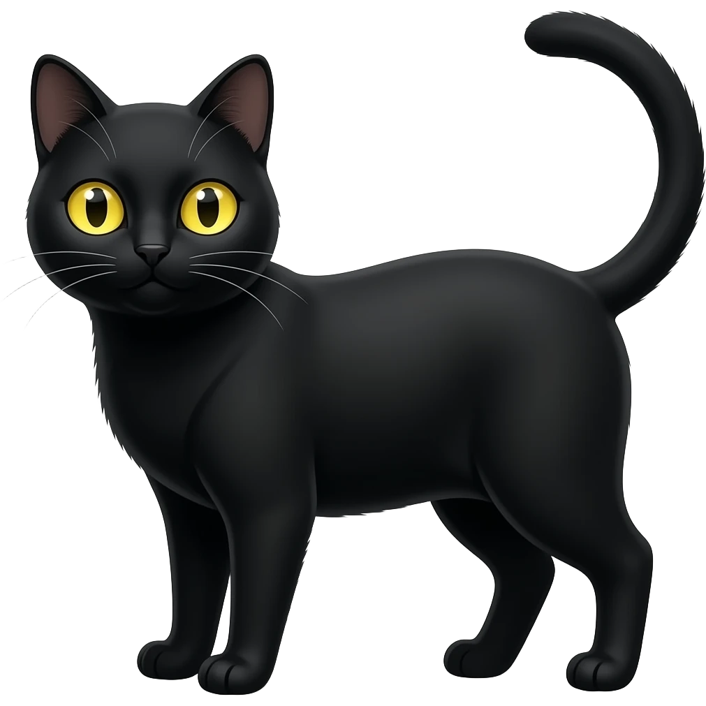 Black cat with yellow eyes emoji