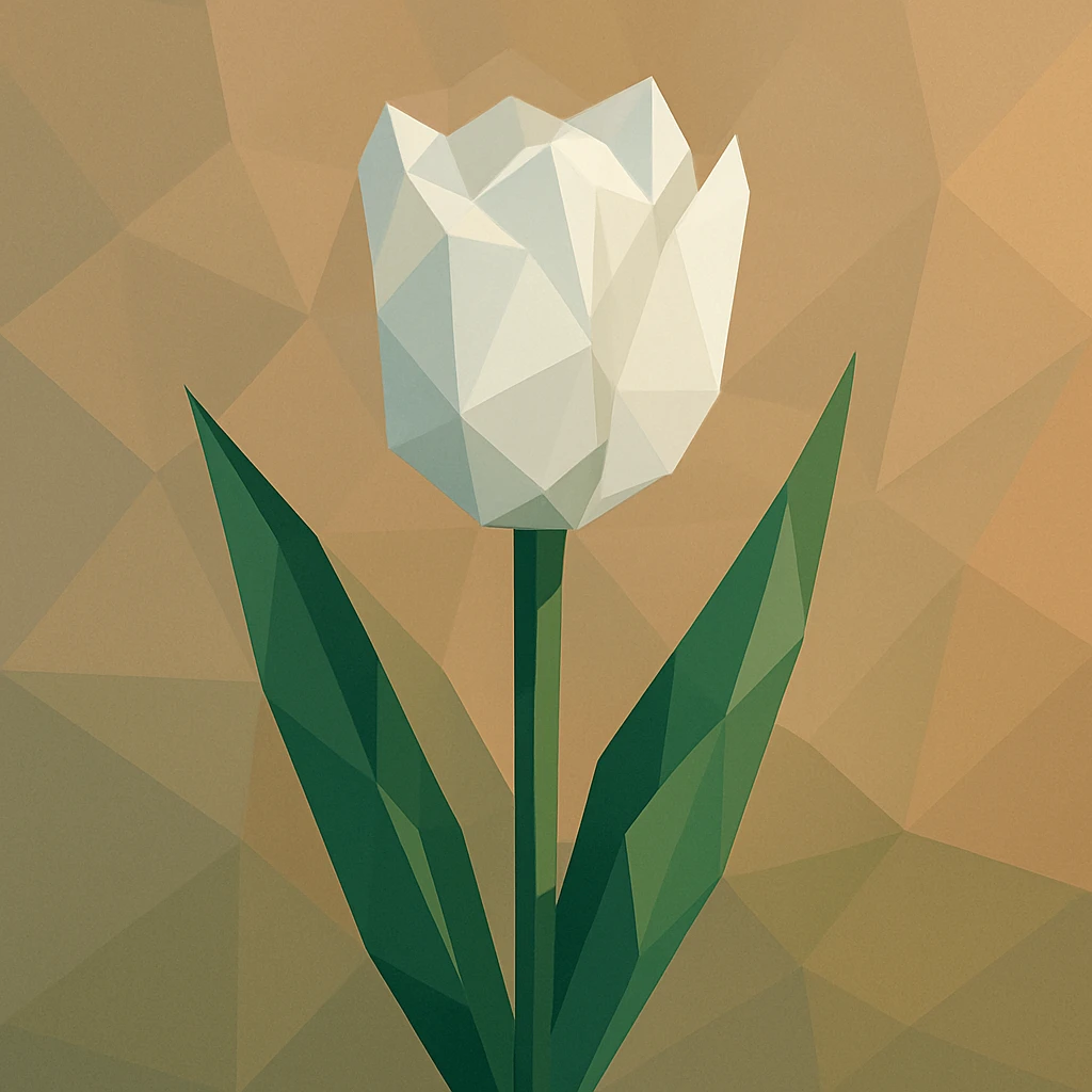 white tulip polygonal style emoji