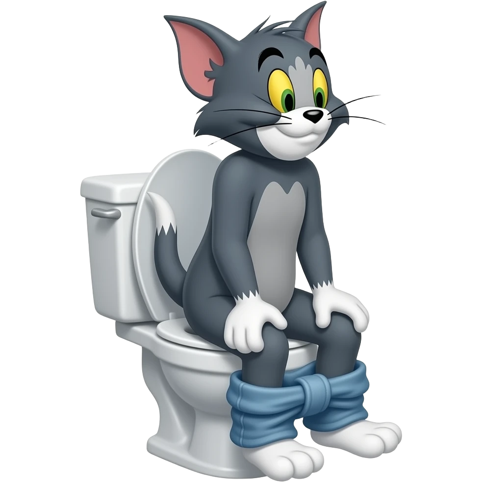Create tom and jery popping  on the toilet 🚽 pop every where emoji