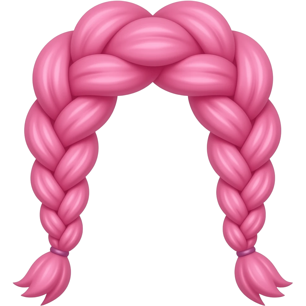Duas tranças rosa em dois pedaços de cabelo diferentes mas só as tranças emoji