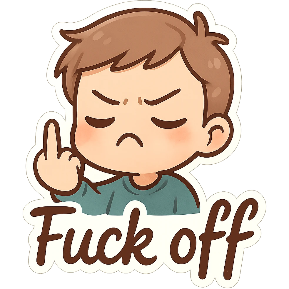 Fuck off text sticker, remove background emoji