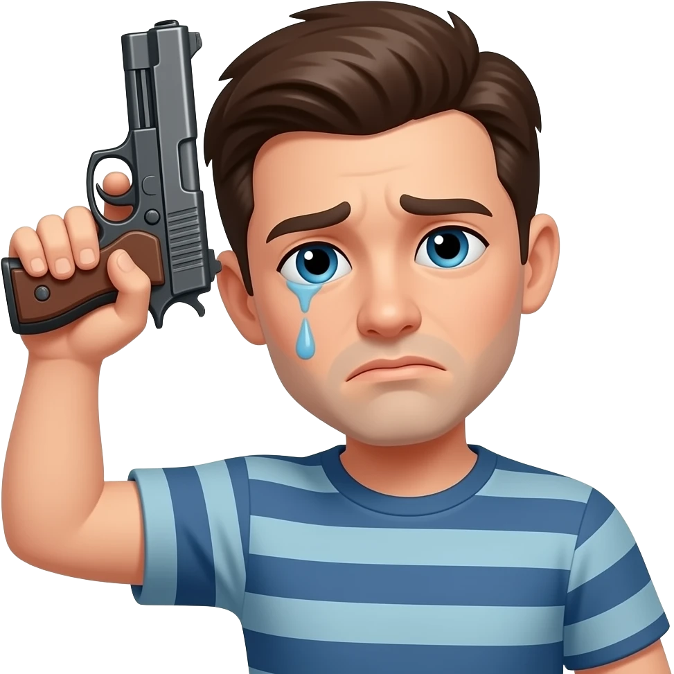 A tired emoji puting a gun on his head like this🫩🔫 emoji