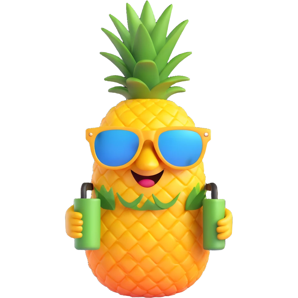joyful pineapple wearing sunglasses emoji