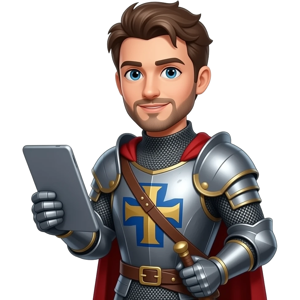 красунчик лицар тримає табличку в правій руці emoji