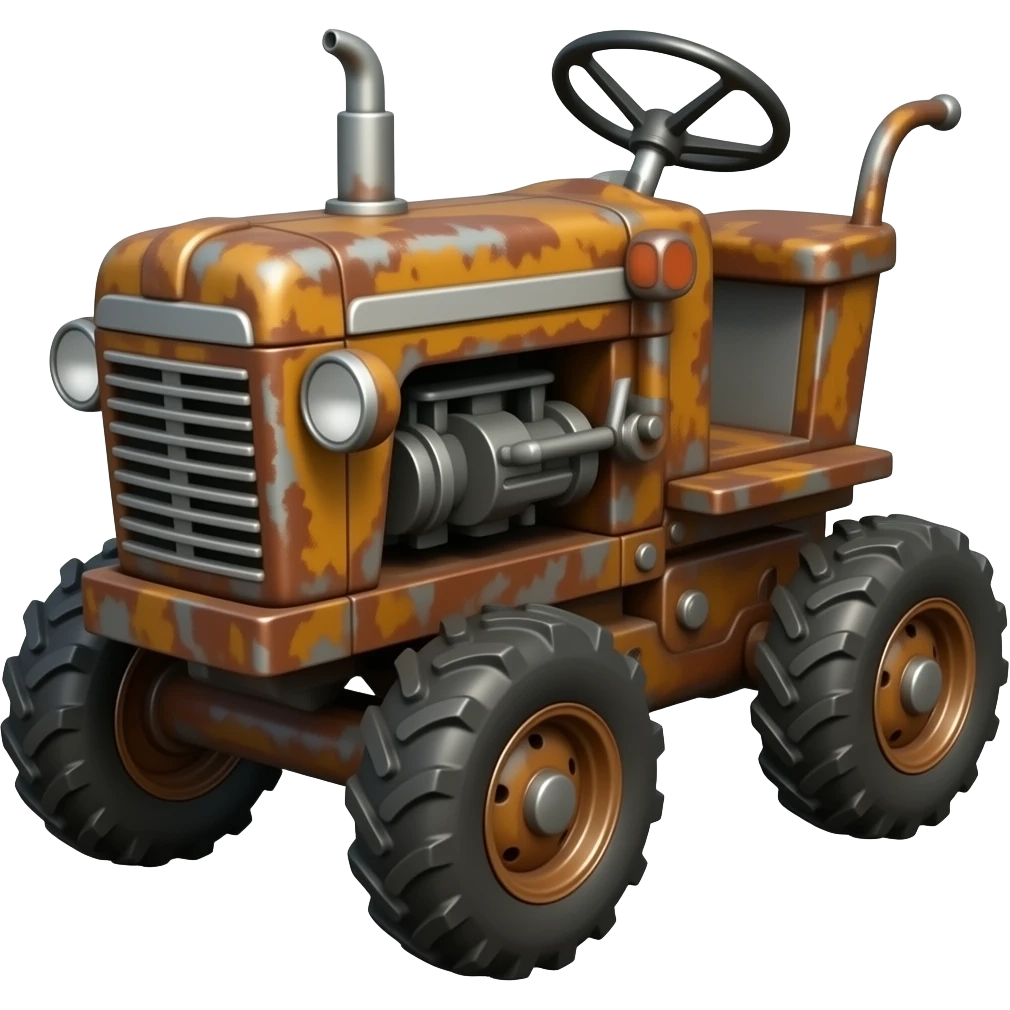 rusty cart machine on tires emoji