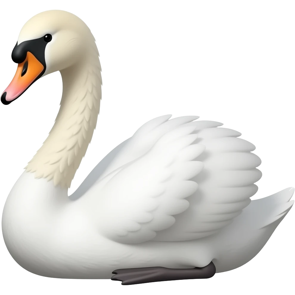 white swan sitting and 3d emoji
