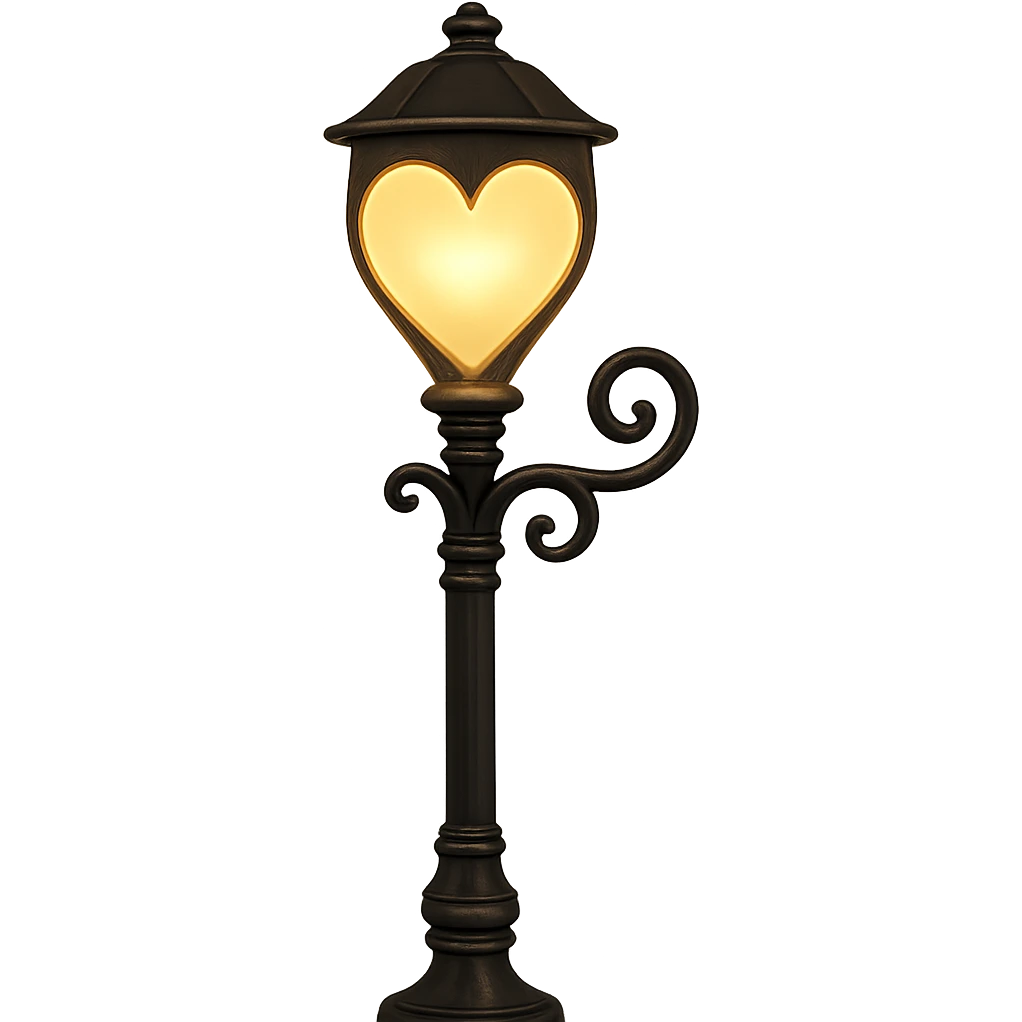 romantic street lamp with heart-shaped light emoji