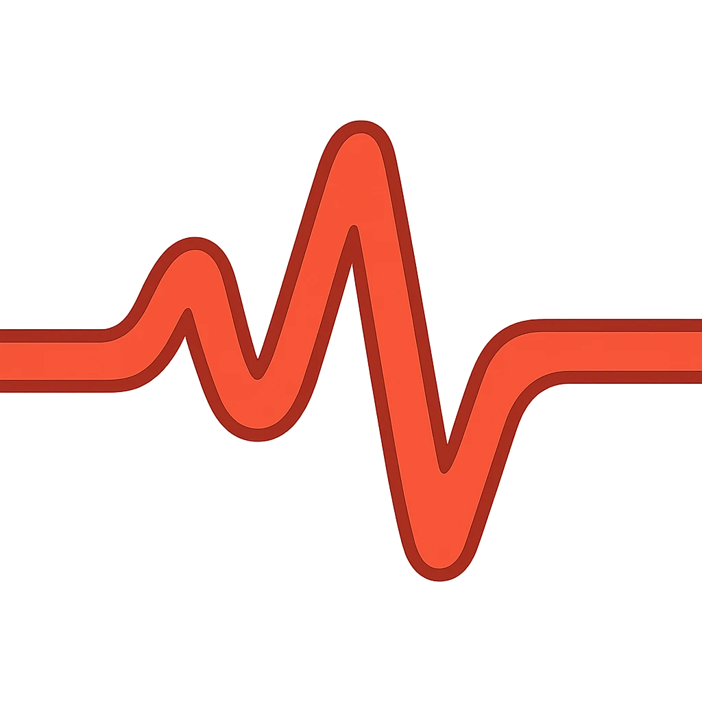 Change the heartbeat pulse color to red, keep the soft edges and friendly vibrant toon style, transparent background. emoji