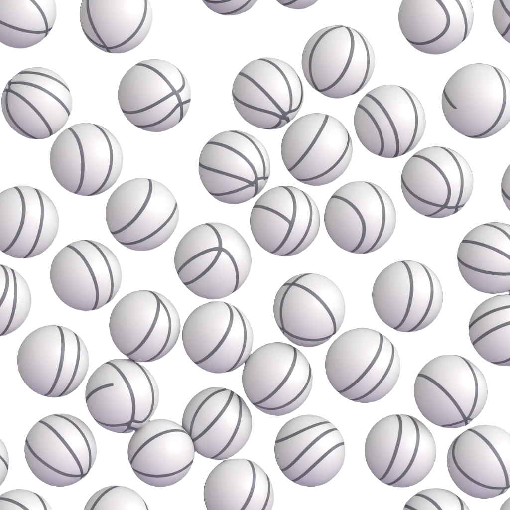 white ball for the sport bucketball with black lines in a unique all-over pattern, modern and distinctive emoji