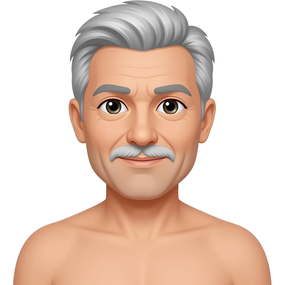 Emoji s  gray haired men without a shirt emoji