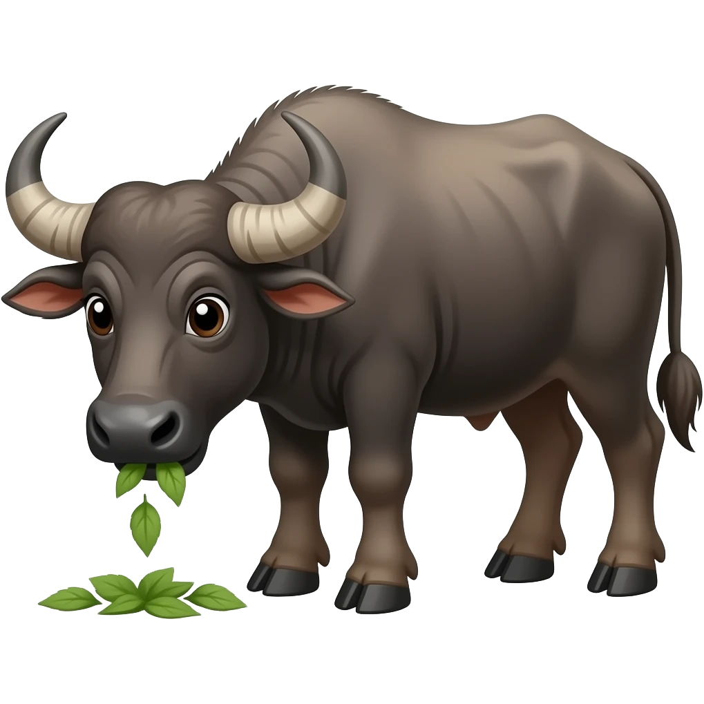 Cartoon zebu eating emoji