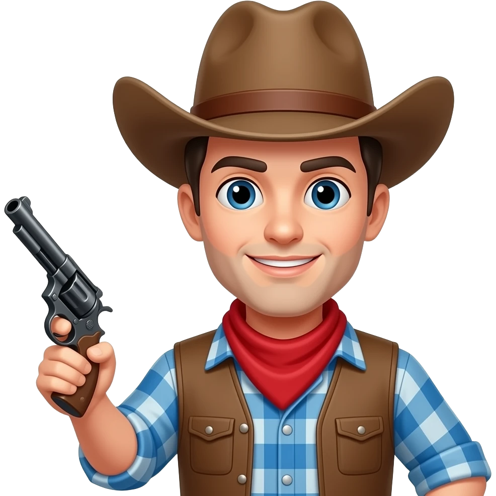 The regular Cowboy emoji with a gun in his hand emoji